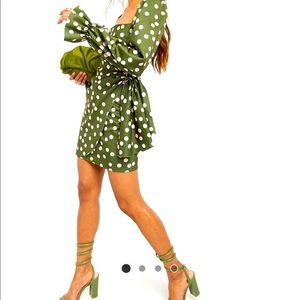 Green and Pink Polka Dot long sleeve dress